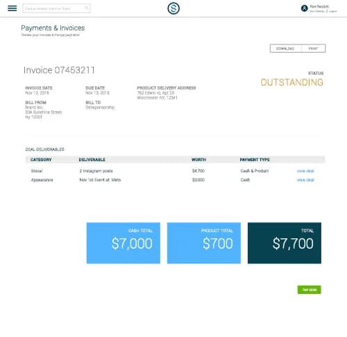 Invoice management with escrow payment tracking