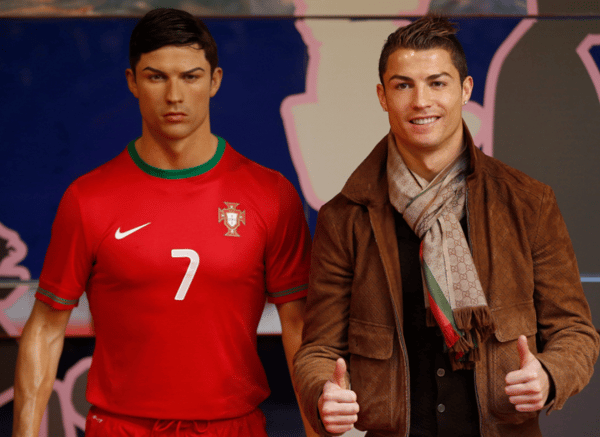 International star Cristiano Ronaldo posing with his wax sculpture.
