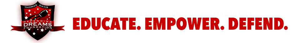 Defending Dreams Foundation Logo. Educate. Empower. Defend