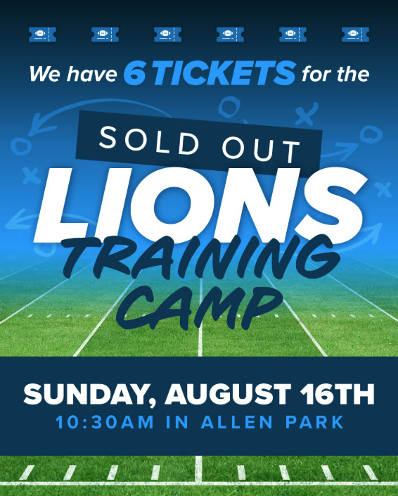 Genisys Credit Union giveaway for tickets to the sold-out Detroit Lions Training Camp